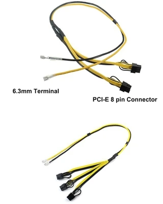 PCI-E(6+2) 8pins til PSU 6,3 mm strømkabel for RIG Miner og grafikkort